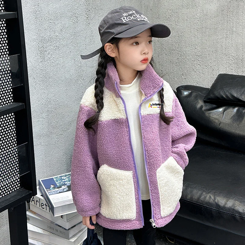 Vestiti per bambini ragazza autunno inverno giacche di lana di agnello più vestiti caldi all\'aperto di velluto per bambini nuovi capispalla di moda