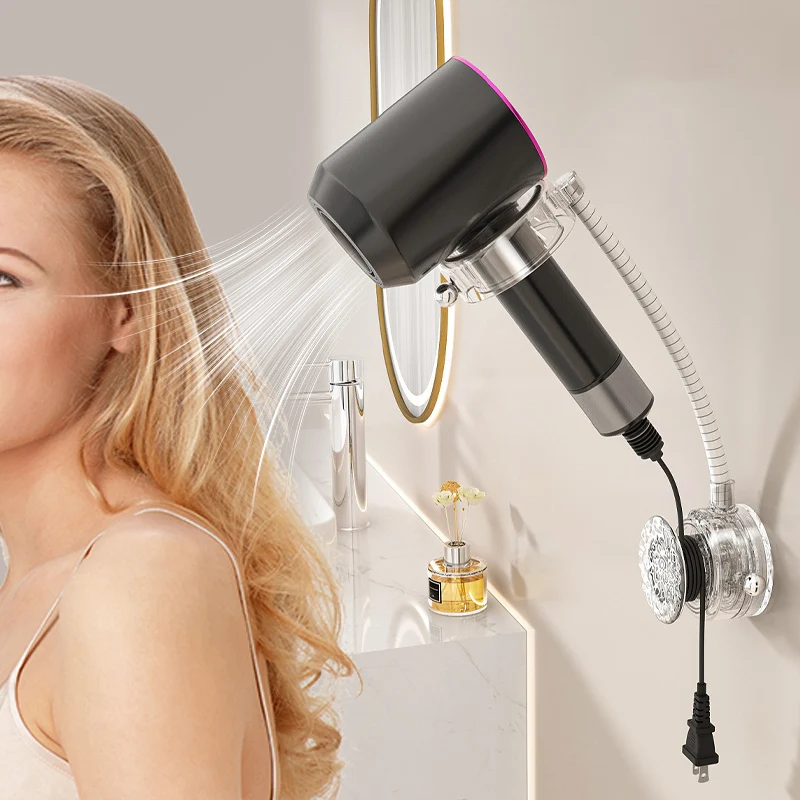 

New Hair Dryer Holder Free Your Hands to Blow-dry Your Hair Hole-free Rotatable Storage Rack Wall Suction Cup Hair Dryer Shelf