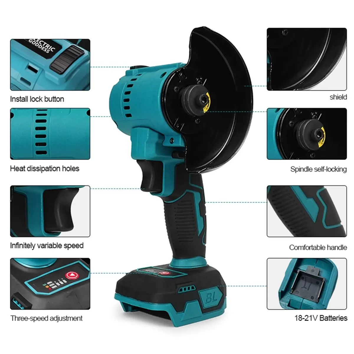 (AIMA) Electric Brushless Motor Outrunner Hawk Saw Circular Saw Metal/Tile/Wood Cutting Power Tools for Makita 21V Battery Pin