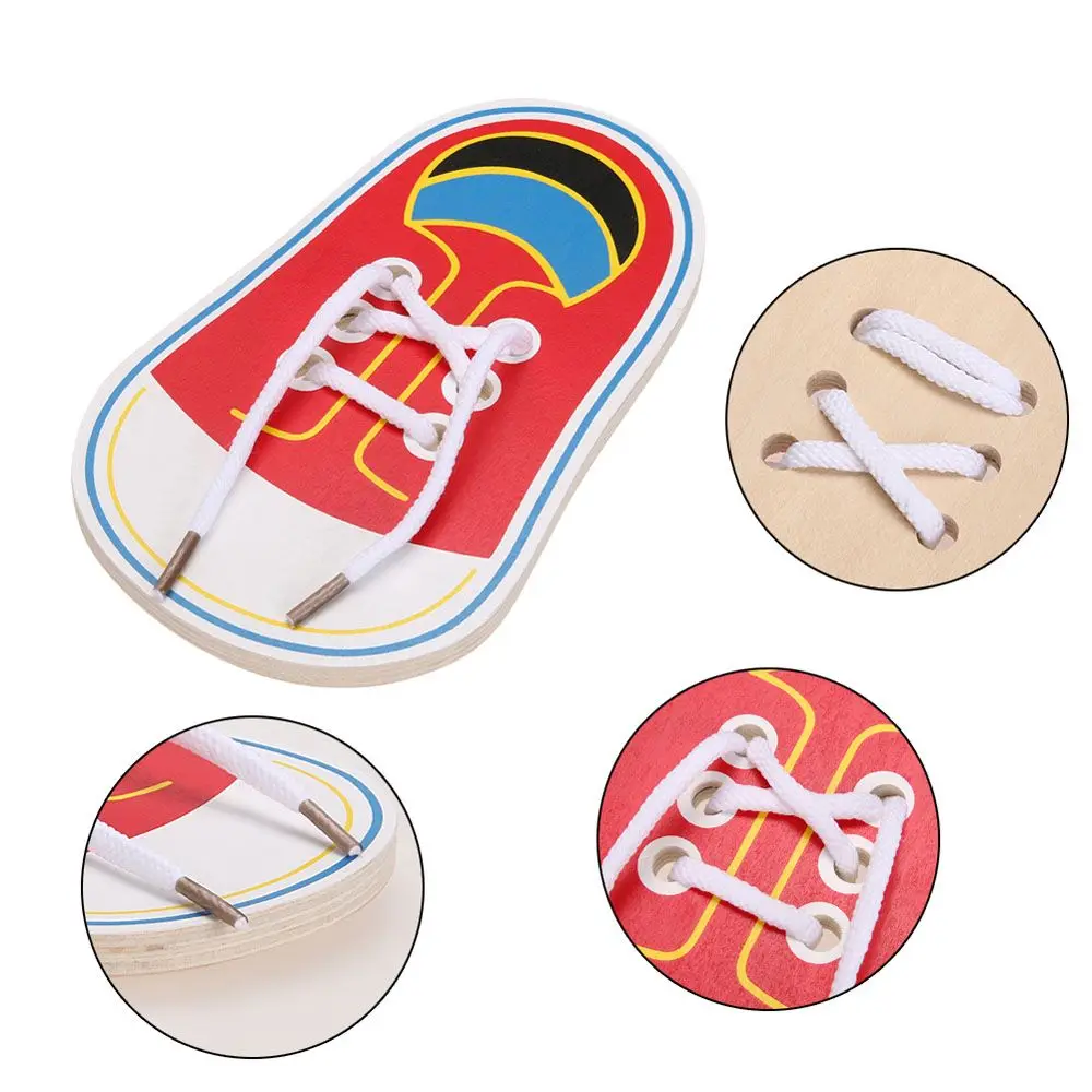 

Practice Montessori Learning Children Wooden Shoe Lace Educational Toys Tie Shoelaces Toys