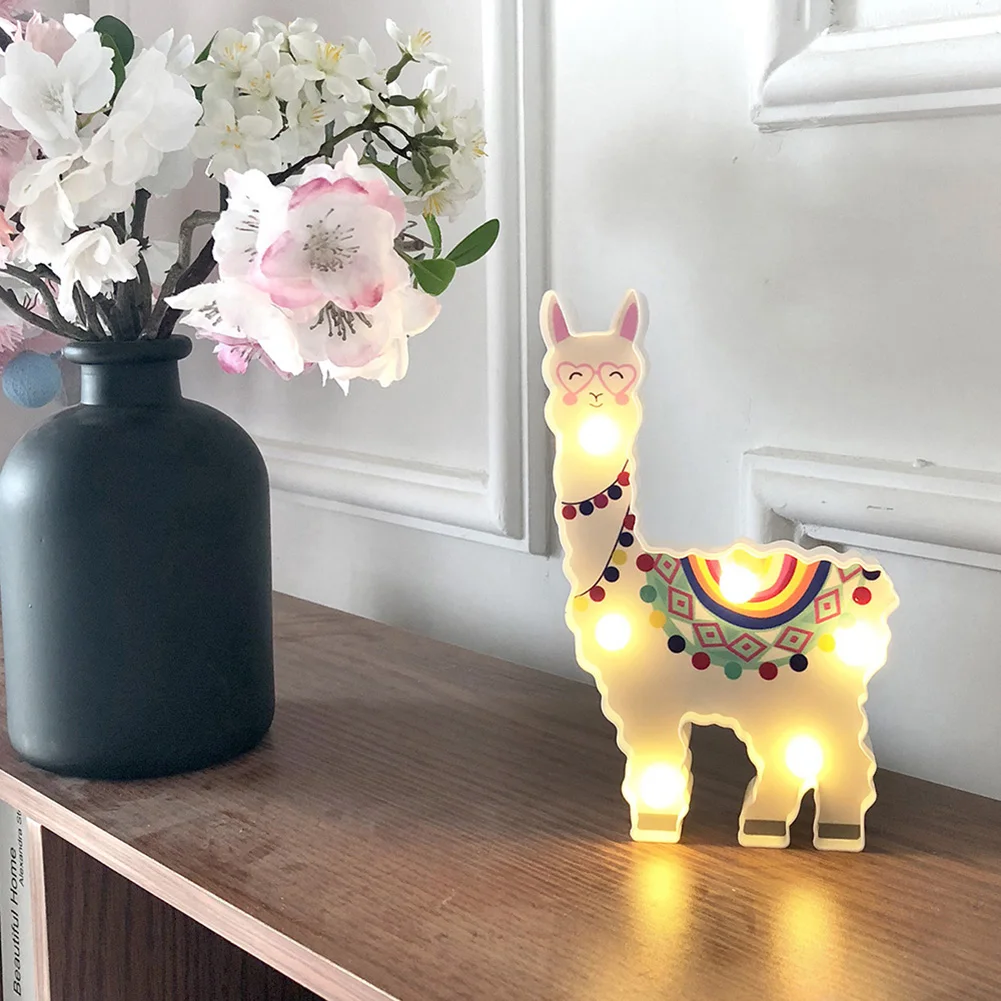 6 LED Modeling Hanging Lamp Alpaca Shaped Kids Nursery Decorative Environmental Protection Night Animal Warm White Lights