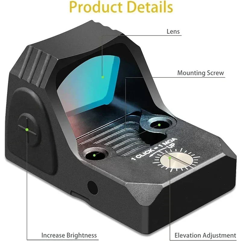 Mini Red Dot Reflex Sight Brightness Adjustable 3 MOA Red Dot Scope Hunting Multi Coated Scope Picatiinny and Weaver Rail Mount