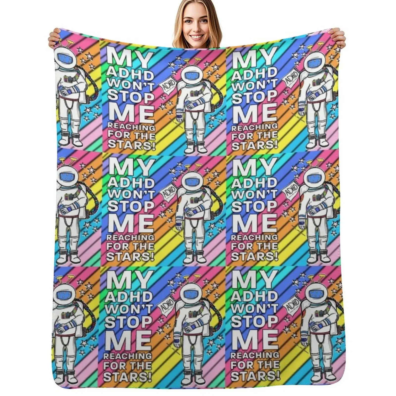 

Adhd astronaut Throw Blanket Stylish Warm Blanket for Living Room Bedroom