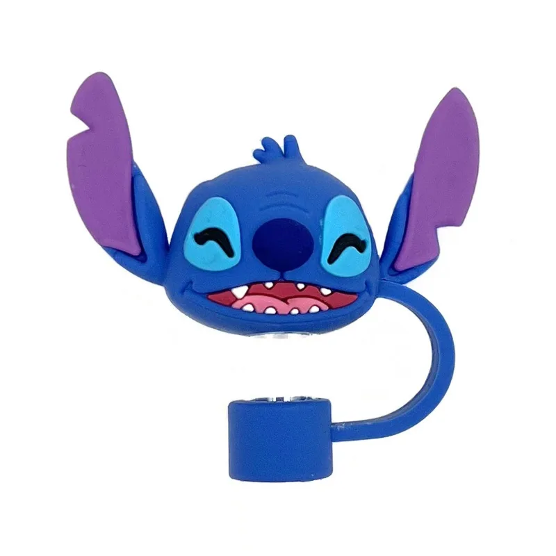 

Disney Anime Lilo & Stitch Silicone Straw Hat Creative Cartoon Stutch Dustproof Straw Accessories Cute Decoration Holiday Gifts