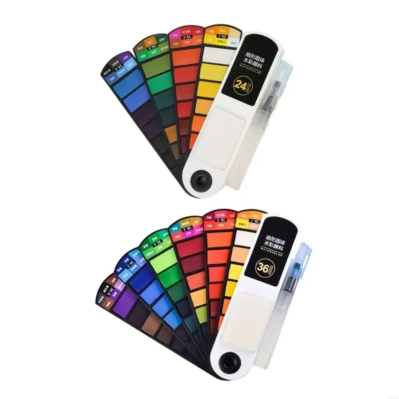 

24/36 Color Solid Watercolor Paint Set with Water Brush Pen Sponge Artist Art Set for Beginner Watercolor Painting