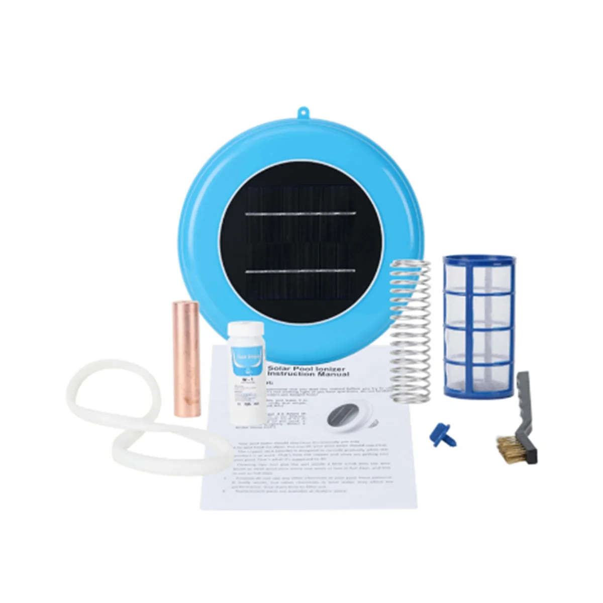 Solar Pool Ionizer Copper Silver Ion Swimming Pool Purifier Algae Resistance Lower Chlorine Outdoor Swim Purifier(Blue)