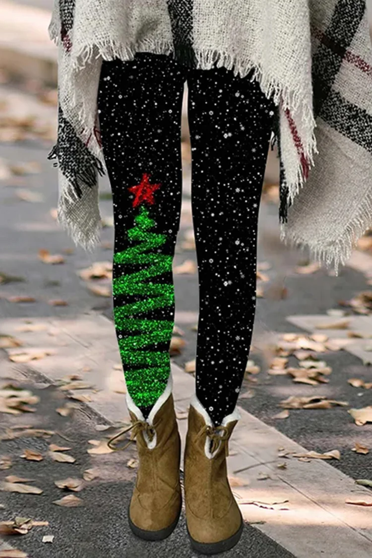 New Women\'s Leggings Christmas Printing Leggings Mid-Waist Stretchable Fitness Sports Gym Yoga Pants Casual Wear Legging