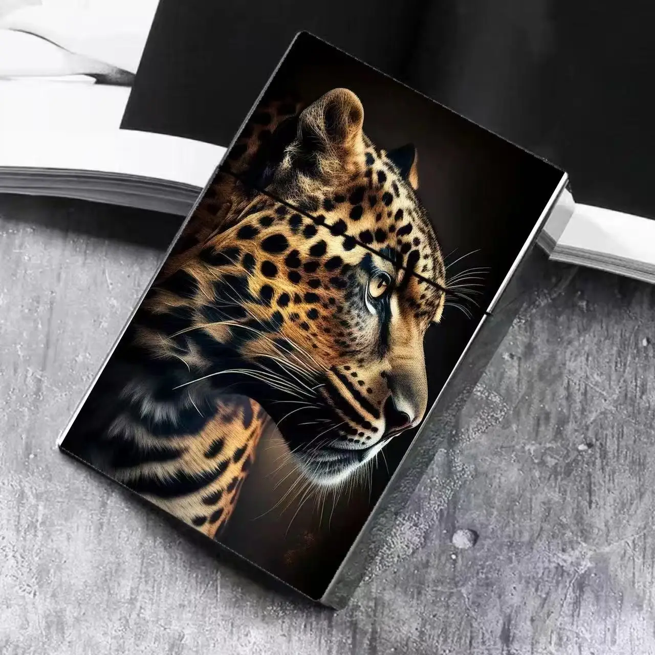 Ins Style Animal Print Cigarette Case for 20 King Size | 2-in-1 Card Holder& Crushproof Box | Cool Gift with Wild Pattern Design image 5