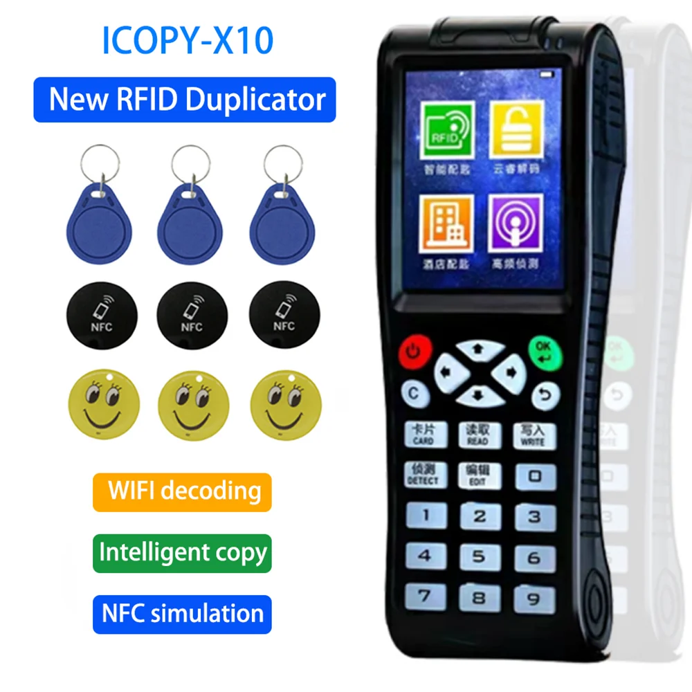 ICOPY X10 NFC Key Writer 125Khz Copy Badge Reader IC ID Token Copier 13.56Mhz Tag Clone Duplicator Programmer