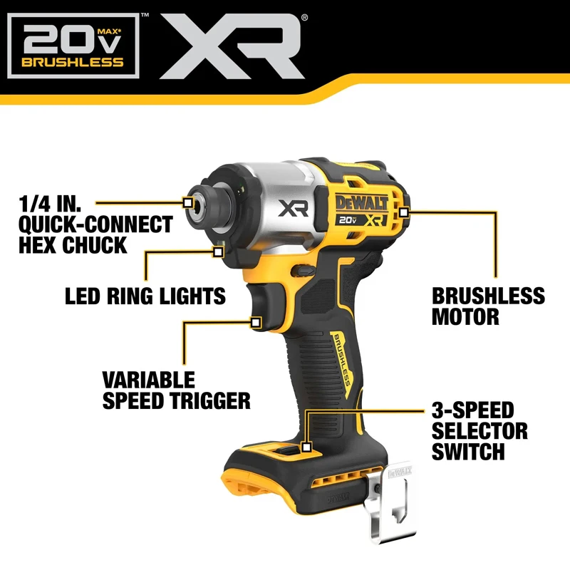 Imagem -03 - Dewalt-ferramentas Elétricas Específicas para Carpintaria de Brocas Elétricas Impact Driver sem Escova Velocidades Dcf845 20v Max xr 3400rpm 206nm