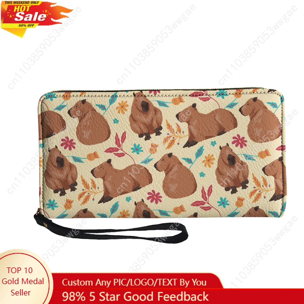 

Capybara Wallet Purse Mens Womens Teenagers Zipper Long Wallet Double Print Commuter Customized Photo Portable Wallet Gift Bag