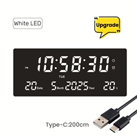 Upgraded Type-C Power 6 Digits LED Digital Calendar Wall Clock with Year Month Day Display Home Thermometer Digital Alarm Clock