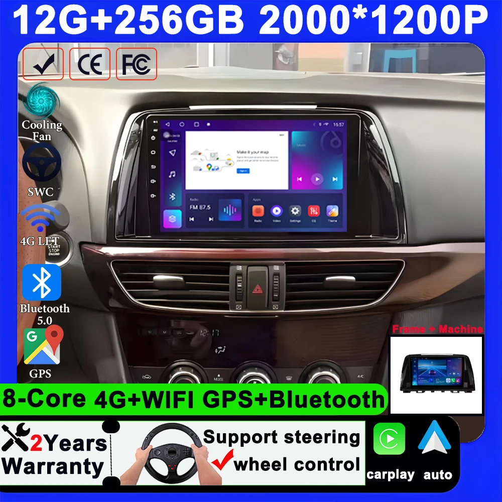 Android 15 For Mazda 6 GJ Atenza Touring Sport GT 2012-2017 8Core Car Multimedia Lettore Navigation Radio Carplay DVD No 2 Din
