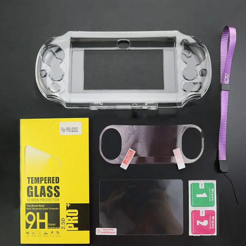 1 مجموعة ل Psvita PSV2000 كريستال صندوق واقي وطبقة رقيقة واقية مع شريط للرسغ حبل مكافحة إسقاط حزام اليد الحبل سلسلة #6