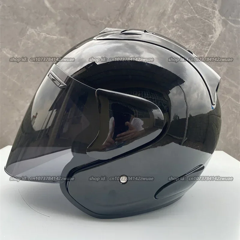 Ram3 Bright Black Half Helmet Bright Black Motorcycle Summer Helmet Downhill Racing Mountain Men and Women Cross Capacete