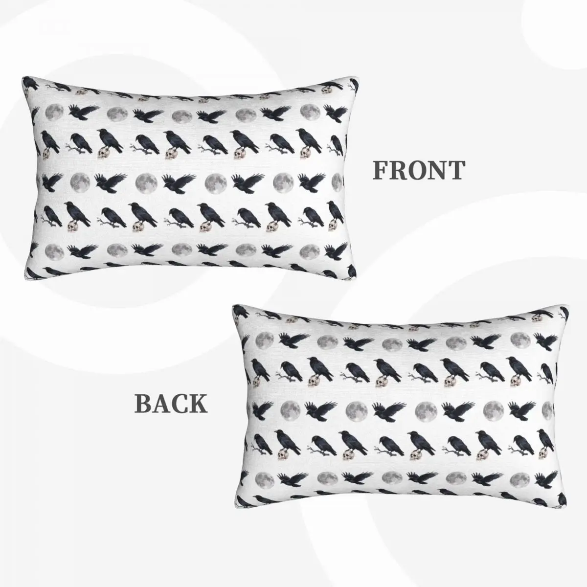 Trendy Black Raven Crow ,skull And Moon Pack Rectangle Pillowcase Cushion Cover Decor Bedroom Bed Home Comfort Throw Pillow