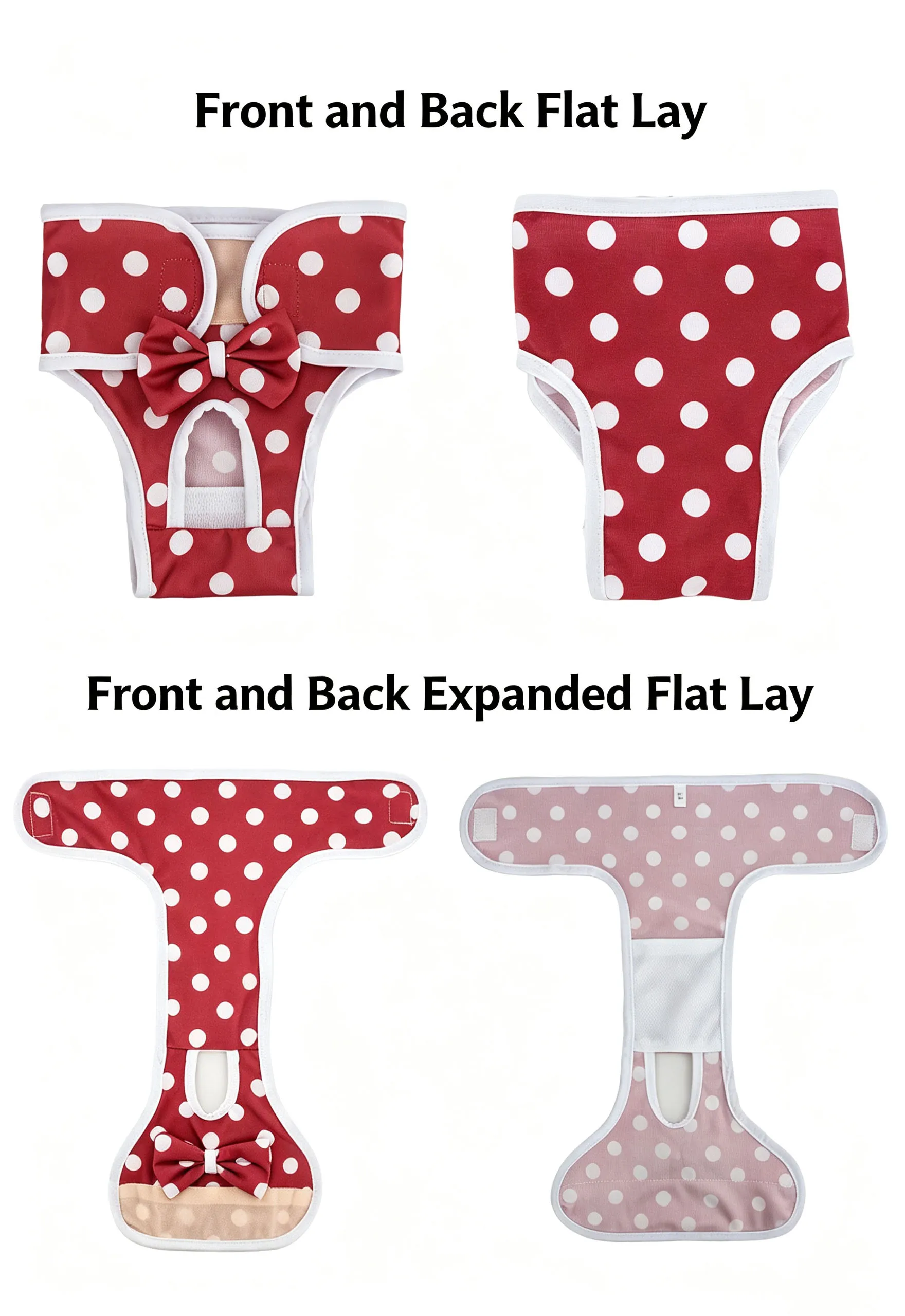 Cute Bow Dog Sanitary Panties Reusable Pet Menstrual Underwear With Disposable Dog Diaper Pads Washable Female Dog Heat Cycle Pa