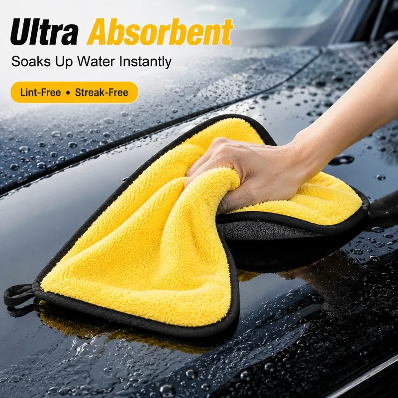 Car Wash Towels 1/3/5/10PCS Thickened Microfiber Cleaning Cloth Absorbent Drying Towel Yellow 30x30cm 30x60cm Car Care Auto
