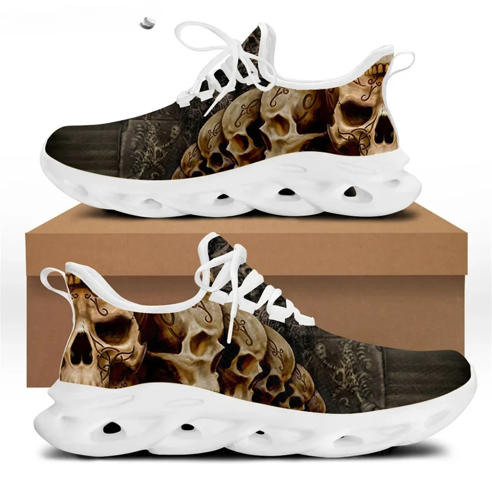 Spring Flats Men Shoes Cool Punk Skull Design Casual Men's Sneakers Summer Boys Lace-up Walking Footwear Zapatillas