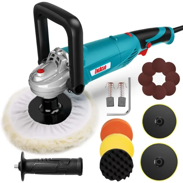 

ENEACRO Polisher, Rotary Car Buffer Polisher Waxer, 1200W 7-inch/6-inch Variable Speed 1500-3500RPM, Detachable Handle