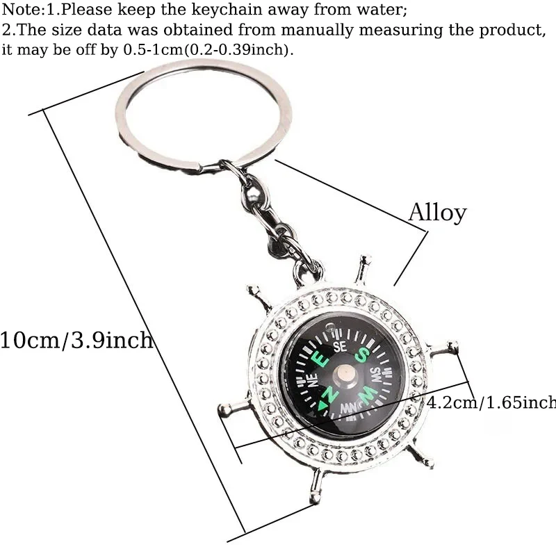 Unique Nautical Compass Keychain Metal Round Buckle Rudder Bottle Opener Iron Tower Keyring Camping Party Casual Bar Decoration view 5