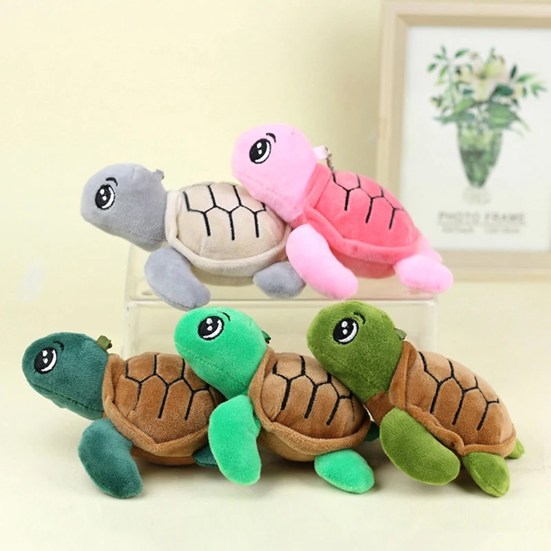 14cm Cartoon Tortoise Dolls Cute Turtle Keychain Plush Stuffed Toys Fun Soft Animal Small Pendant Bag Ornaments Decor Kids Gifts