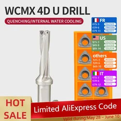 1pcs U Drill WC Indexable 4D Drill Bit C20 C25 C20-4D15-63WC03 WC05 WC04 WC06 WC08 CNC 13mm-40mm High Quality Drilling