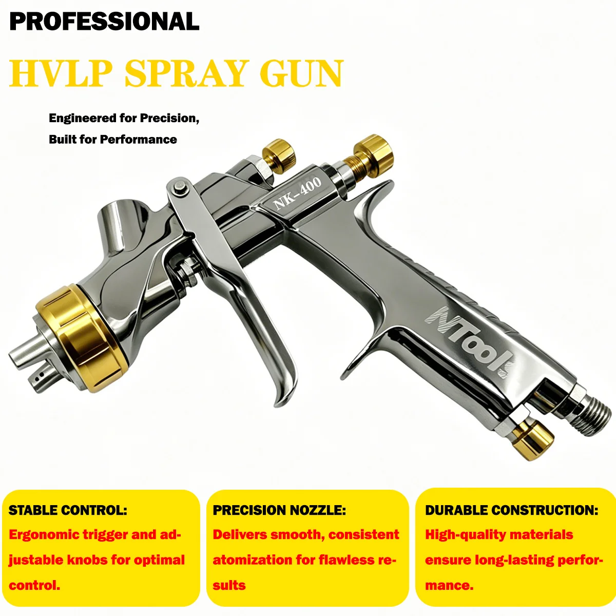 NK-400 HVLP Spray Gun Kit 1.3/1.4/1.8mm Nozzle Professional Auto Paint Spray Gun  High Atomization Universal Car Painting Tool
