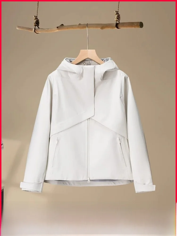 Outdoor Donna Casual Con Cappuccio Morbido ell Jaet Antivento Resistente all'acqua Pendolarismo Sle Lungo Sve Chiusura con cerniera Colore