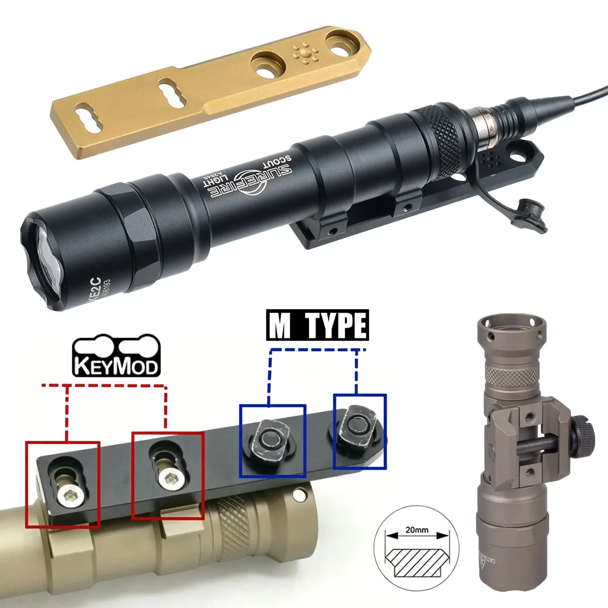 Surefire M600 M300 Powerful Flashlight Strobe Scout SF LED Airsoft Light Tactical Lamp Torch Fit 20mm Rail MLK Keymod for AR15