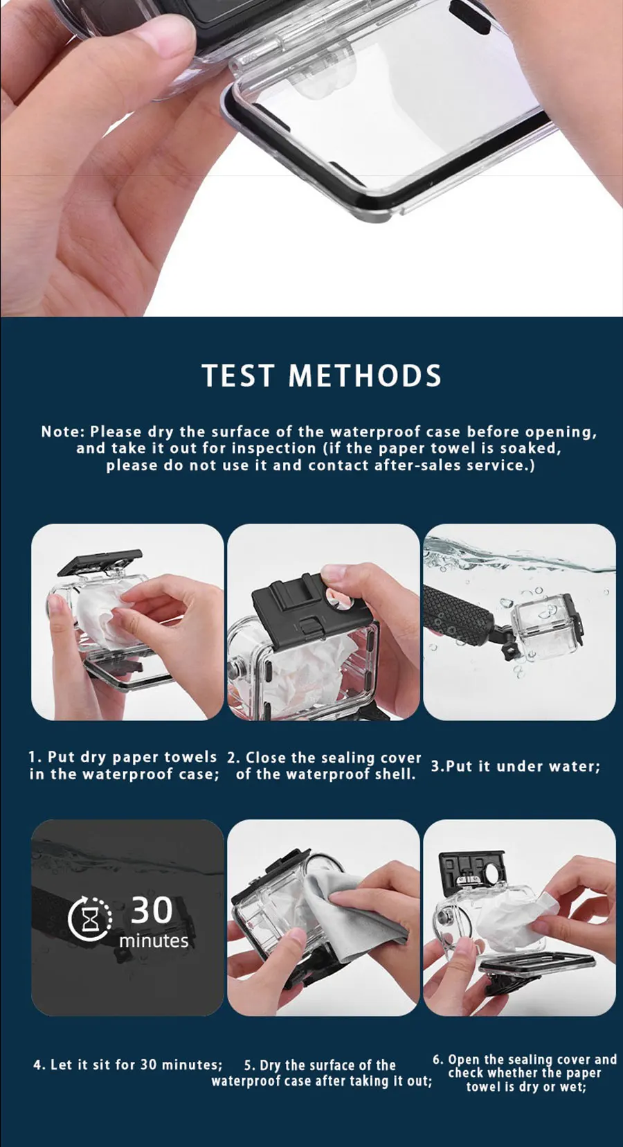 MYOBO Wasserdichtes Gehäuse für DJI Action 5 Pro, Tauchgehäuse für unterwasserische Aufnahmen bis 60 m/196 Fuß, Schutzhülle für DJI Action 5 Pro 4 3 Zubehör – Detail 10