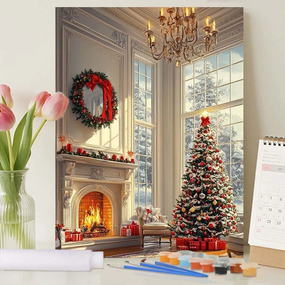 

Painting By Number Drawing On Canvas HandPainted Art Gift DIY Christmas Landscape Pictures By Numbers Kits Home Decor Wall Art