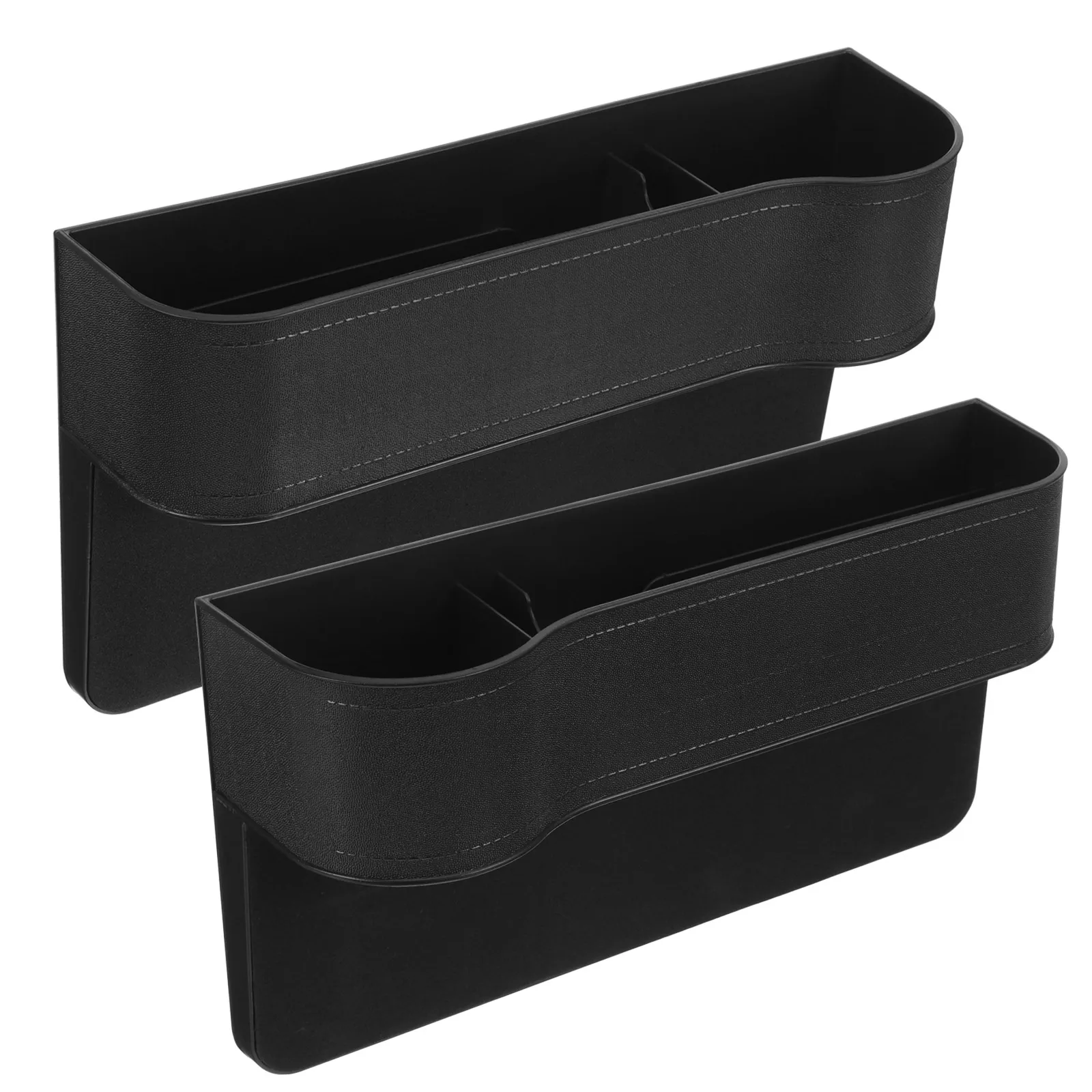 

2pcs Car Seat Storage Boxes Durable Plastic Seat Gaps Organizer Console Side Filler Container For Keys Coins Cards Easy Install