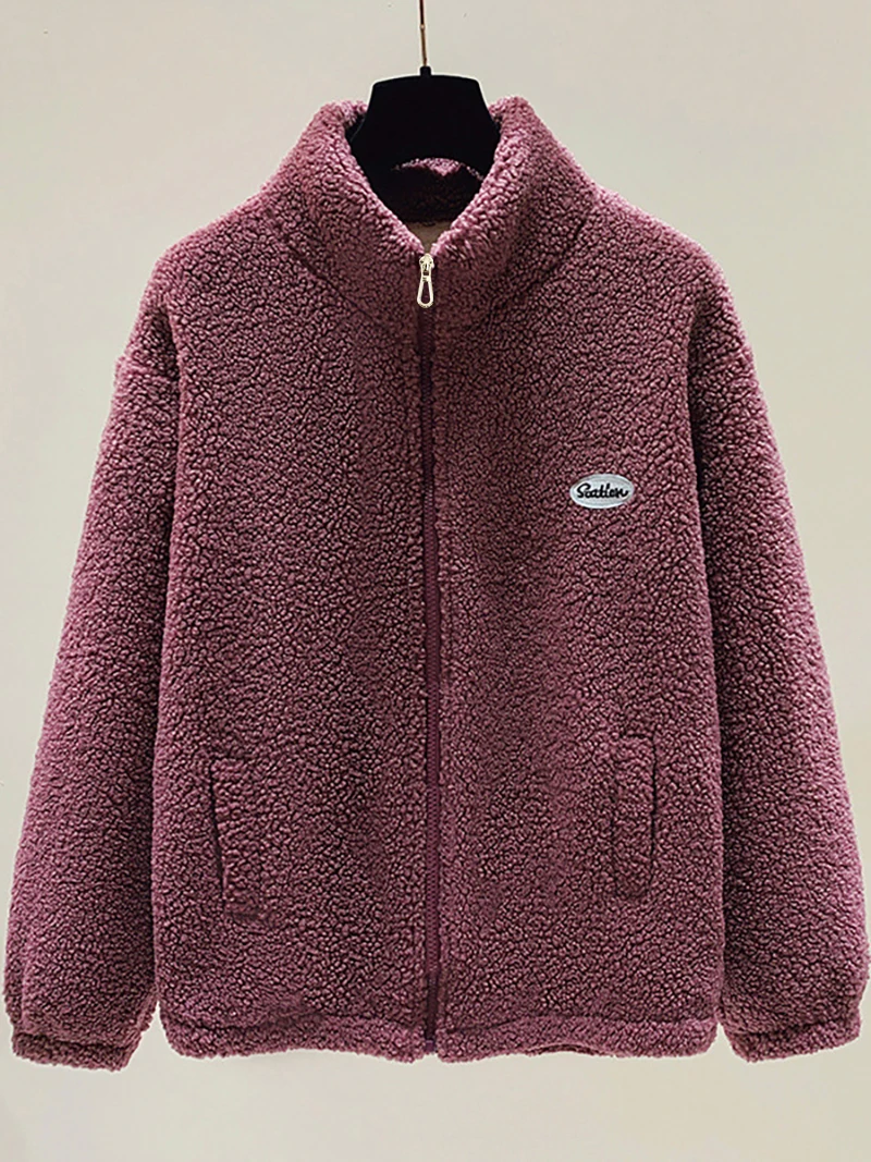 Thickened Fleece Warm and Cold-Resistant Women's Fashion Casual Jacket, Women's Coat, Autumn and Winter Casual Stand-Collar Fleece Jacket, Warm Tops Available in Multiple Colors