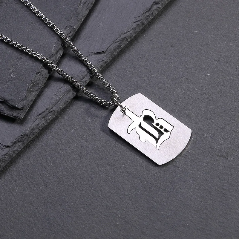 

gothic initial necklace For Women Stainless Steel Letter Choker Necklaces Men Vintage Aesthetic Jewelry bff