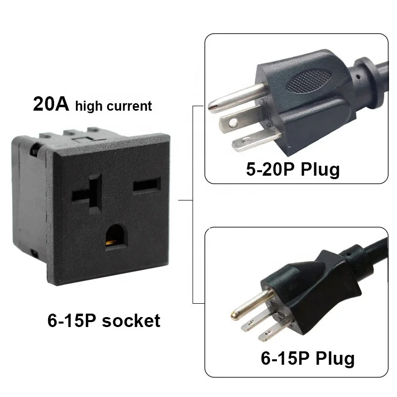 20A 250V US AC 6-20R Snap In Receptacle Power Socket
