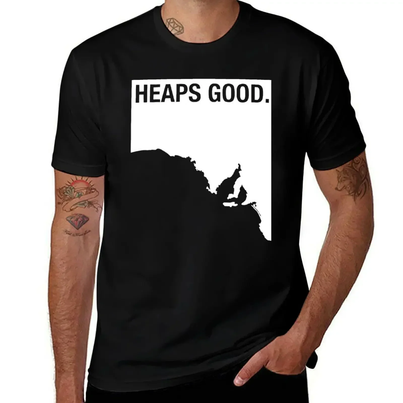 Heaps For Goods Black Tee T-Shirt Anti-Fade Casual Tee Shirt