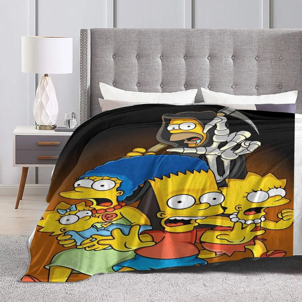 Super Soft Blanket Decorative The S-Simpsons Throw Blanket Halloween Flannel Bedspread For Living Room Novelty Sofa Bed Cover