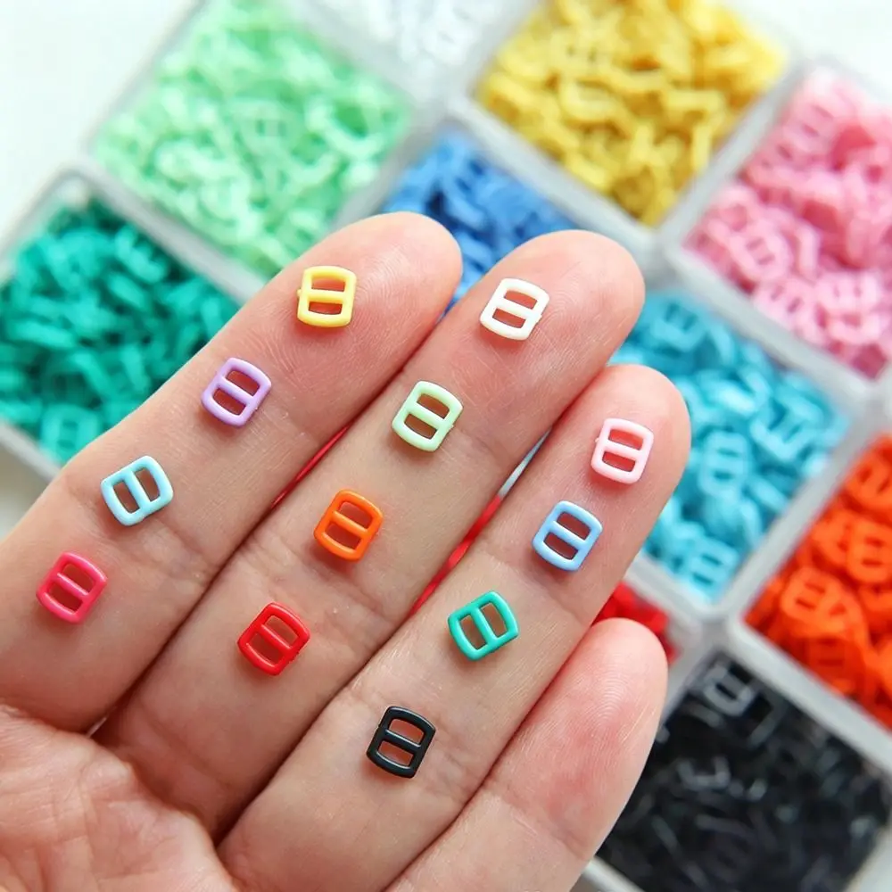 100pcs 3mm Inner Diameter Mini Belt Buckles Square Shape Japanese Character Design Clothing Buttons Metal Accent