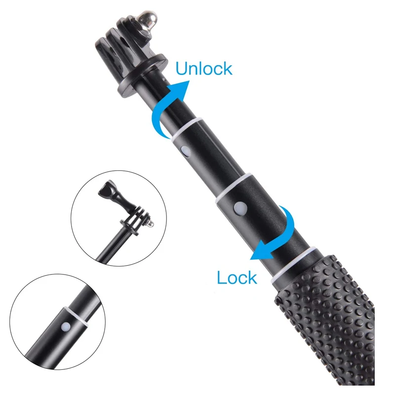 Selfie Stick Aluminum Alloy Monopod For GoPro Hero 13 12 11 10 9 8 7 6 5 SJCAM AKASO Insta360 DJI OSMO Action 5 4 3 2 Camera