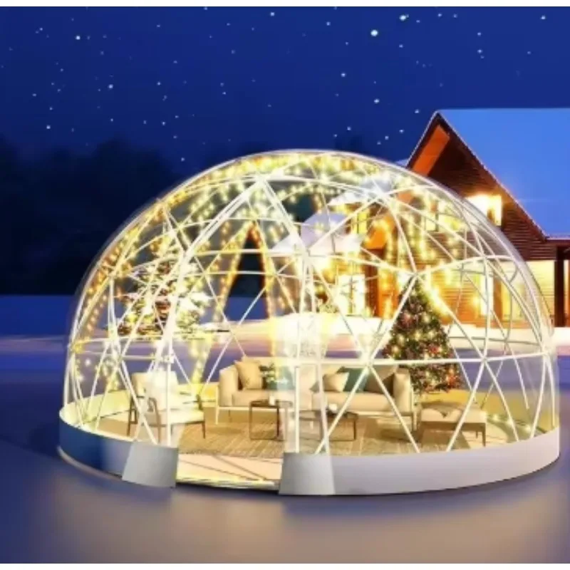 Fashion Nordic Luxury Creativity 12FT Geodesic Dome Greenhouse With PVC Cover, Garden Light Strings And Waterproof Bubble