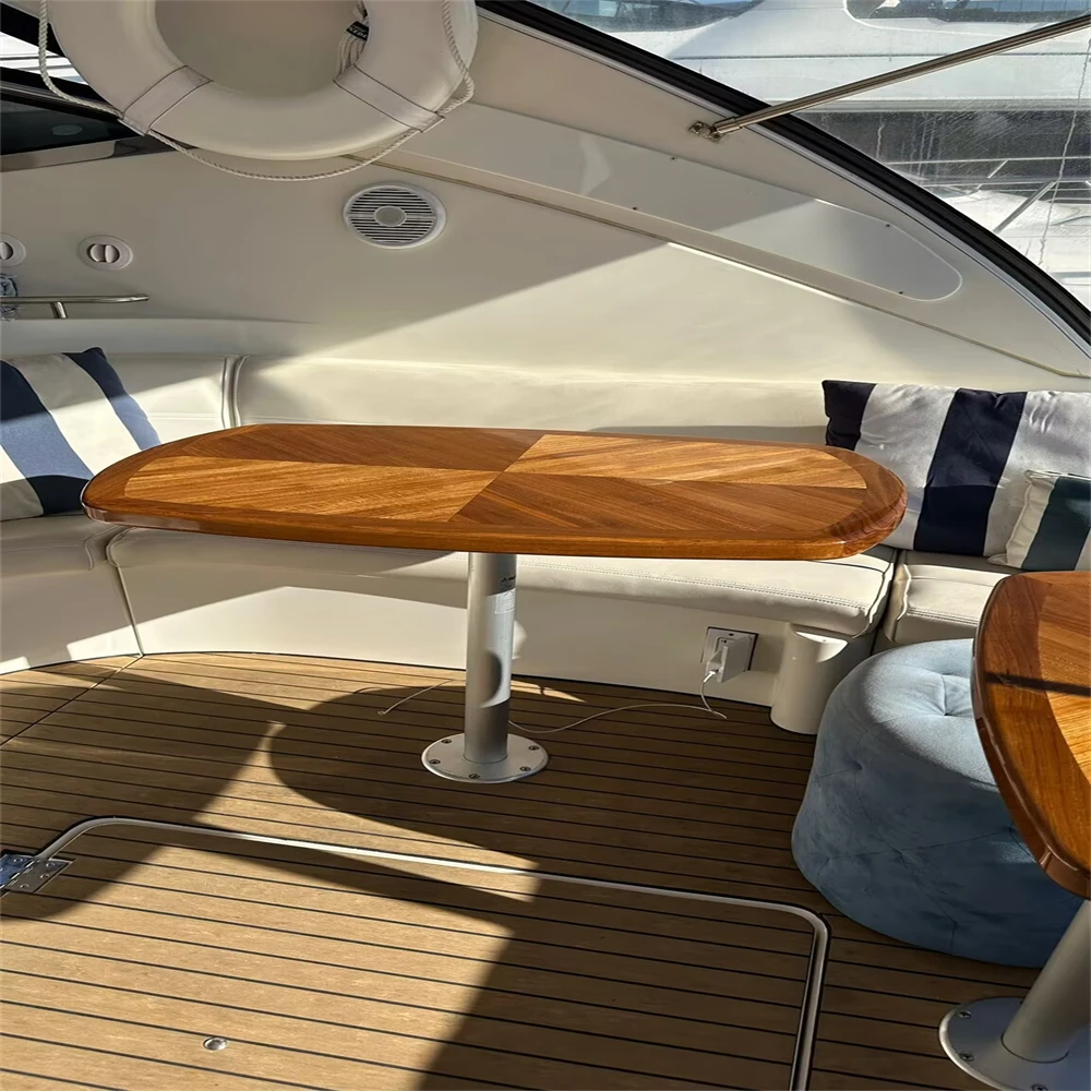 High Gloss Varnished Teak Table Top 500x700mm,19.7x27.5 Inch Barrel Shaped Marine Boat Yacht RV TGH5070 ZY