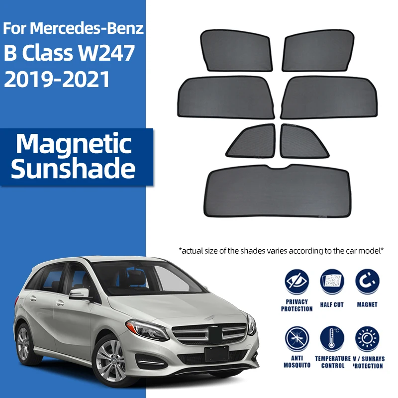 For Mercedes Benz B Class W247 2018-2024 Magnetic Car Sunshade Front Windshield Curtain Rear Side Baby Window Sun Shade Visor