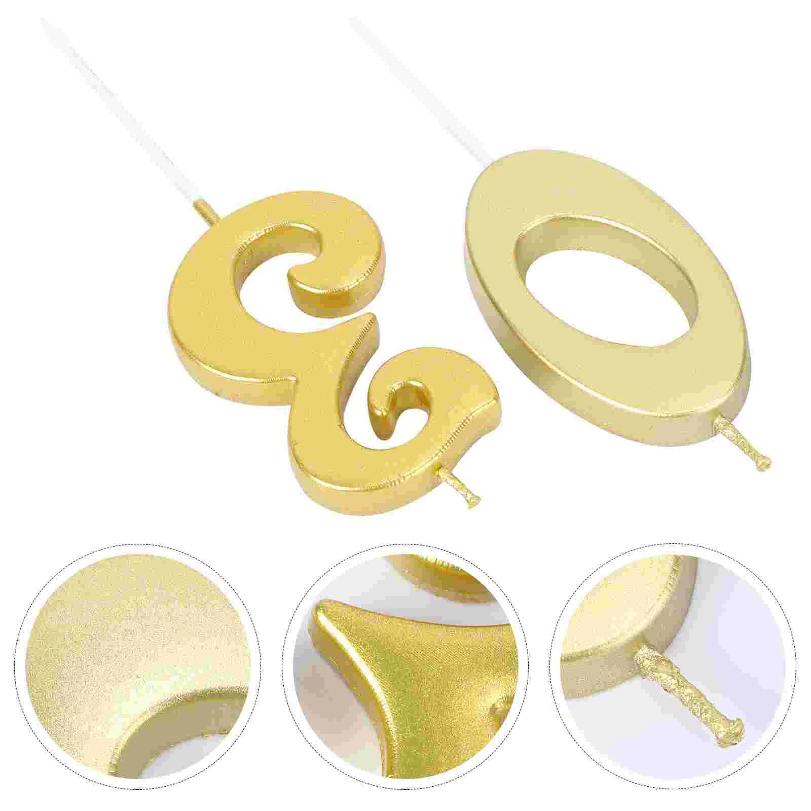 2 Pcs Golden Candles Celebration Cake Number 30 Birthday Eco-friendly for Paraffin