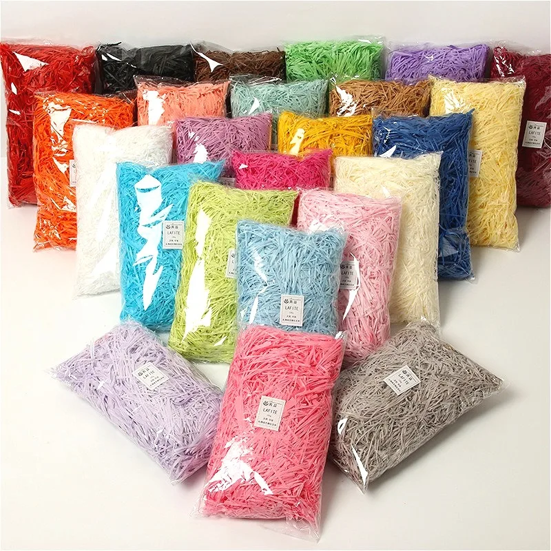 100g Colored Shredded Silk Filled with Lafite Grass, Gift Box Packaging with Anti-collision Filling and Decorative Paper Silk