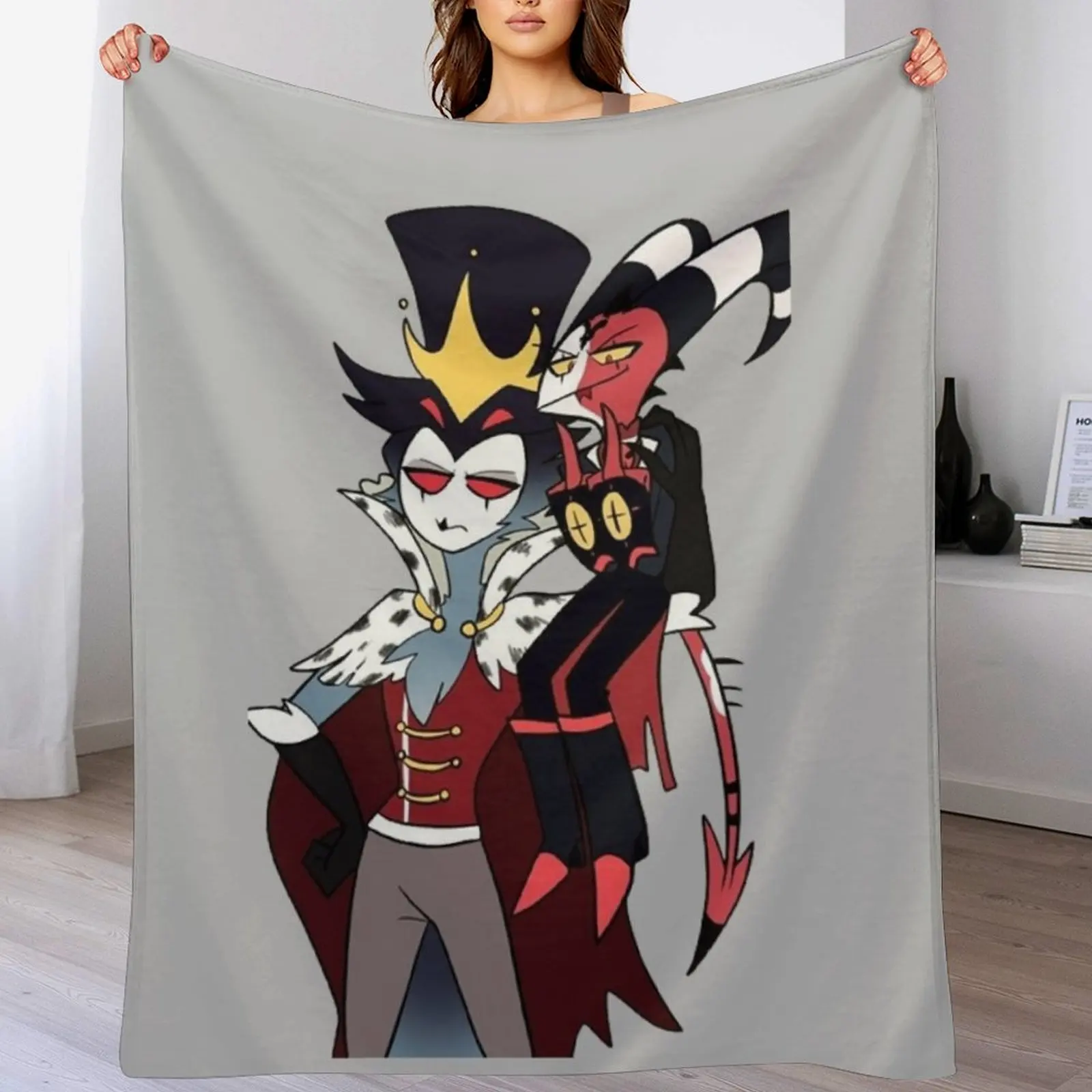 

Helluva Boss Stolas x Blitz Throw Blanket Personalized Gift Soft Plush Plaid Cute Plaid Designers Blankets