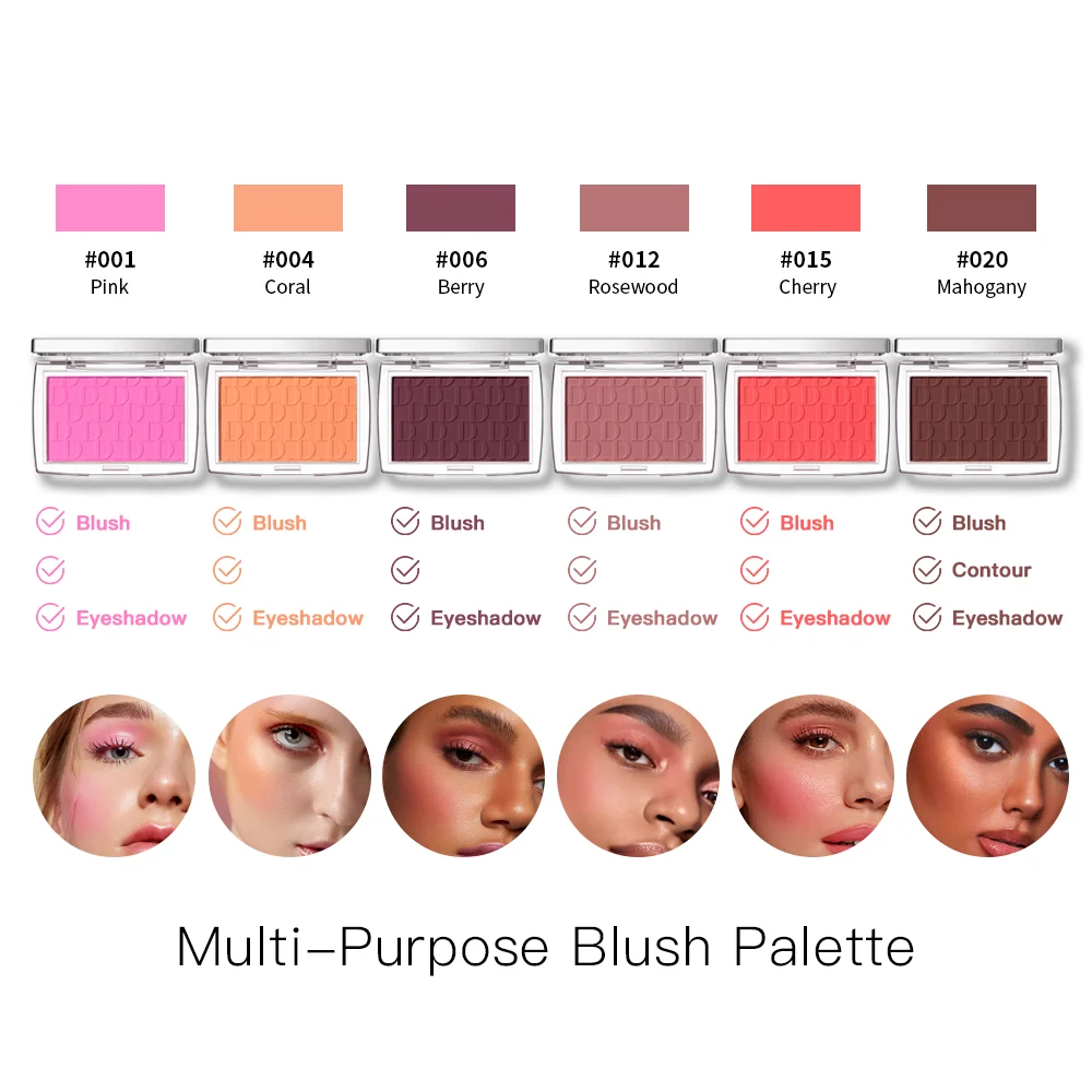 Blush Matte Natural Cheek Tint Brighten Face Waterproof Face Contouring Cosmetics Blush Powder Soft Female Makeup For Cheeks