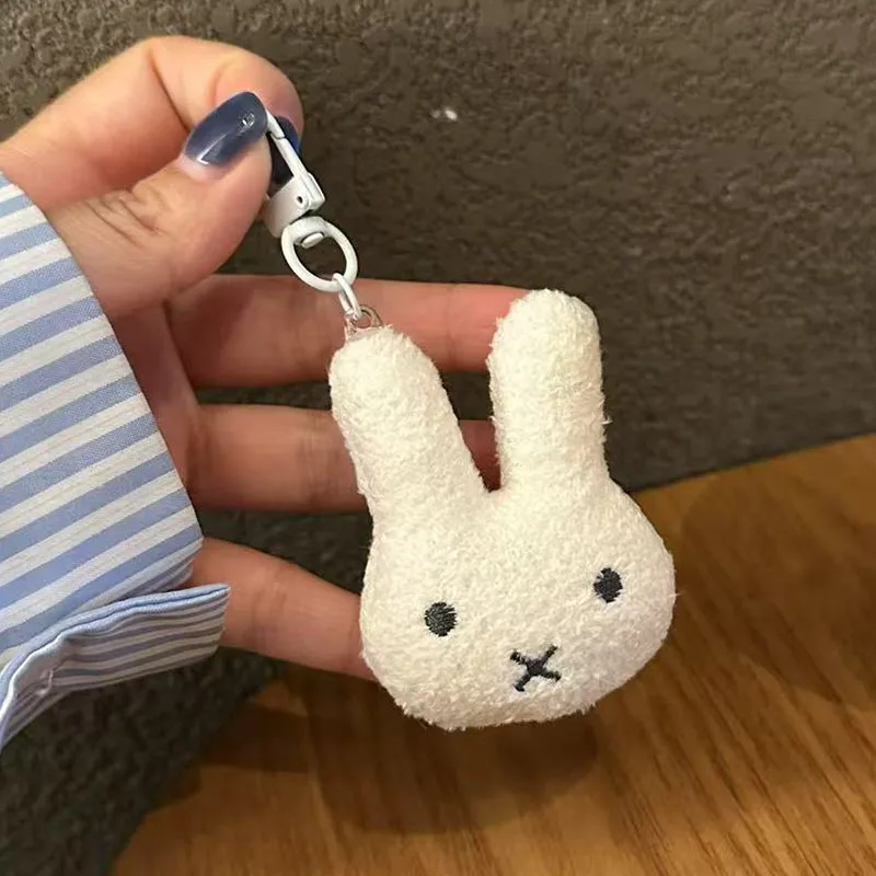 Cute Mini Fluffy Miffy Plush Keychain Cartoon Rabbit Head Bag Pendant Studentsble Backpack Kawaii Anime Students Gifts