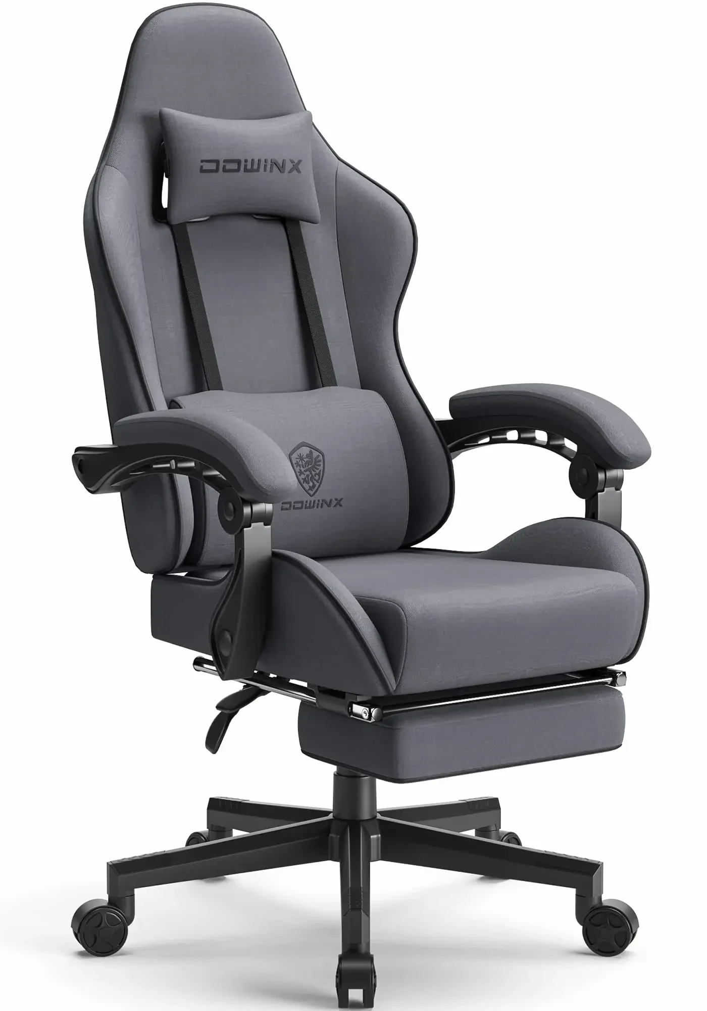 

Dowinx Gaming Chair Fabric with Pocket Spring Cushion, Massage Game Chair Cloth with Headrest, Ergonomic Computer Chair with Foo