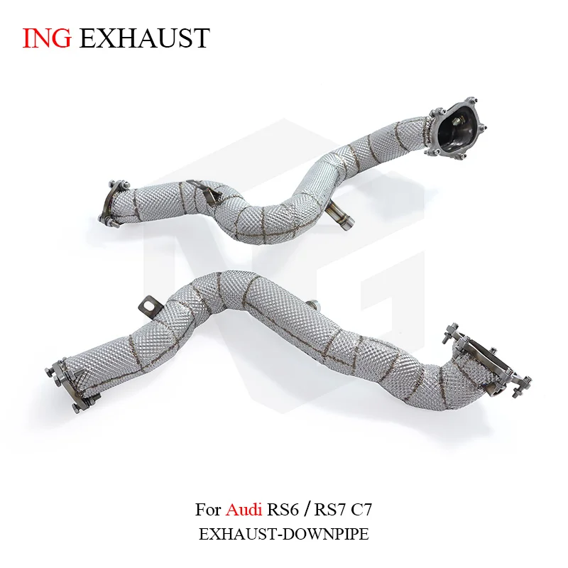 

ING SS304 Exhaust Downpipe for Audi S6 S7 RS6 RS7 C7 4.0T 2013-2018 catalyzed Modification Suit Header Heat Insolation Shield